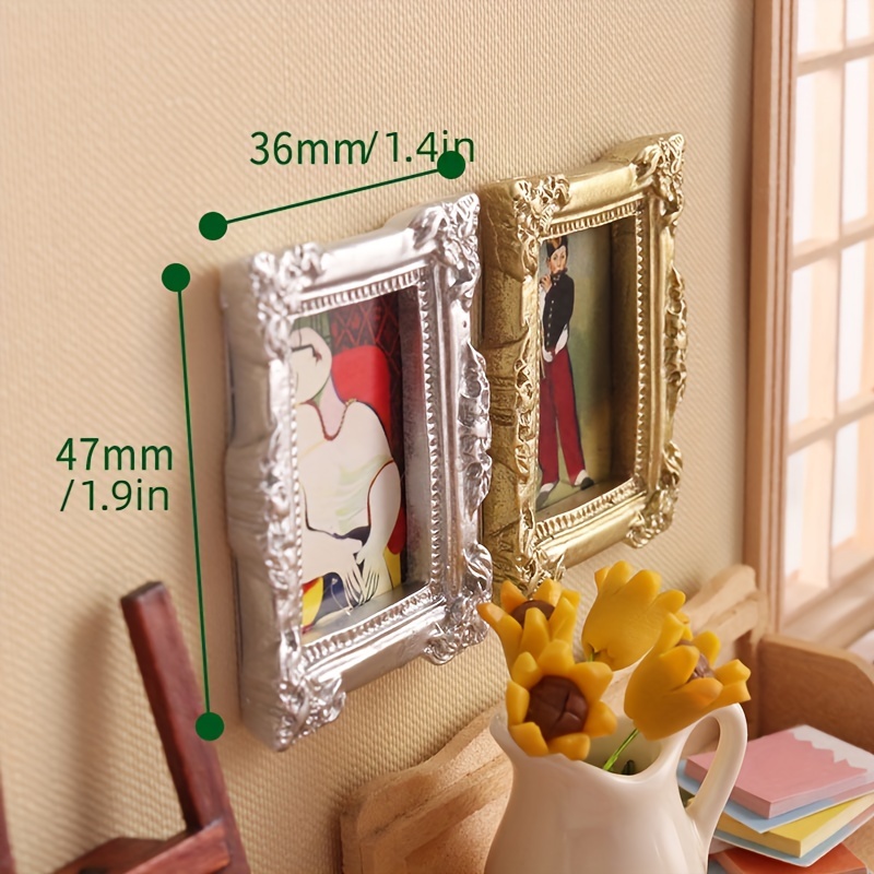 2Pcs Mini Rhinestone Mirror Ornament Micro Wall Mirror Decor Doll House  Decor DIY Prop 