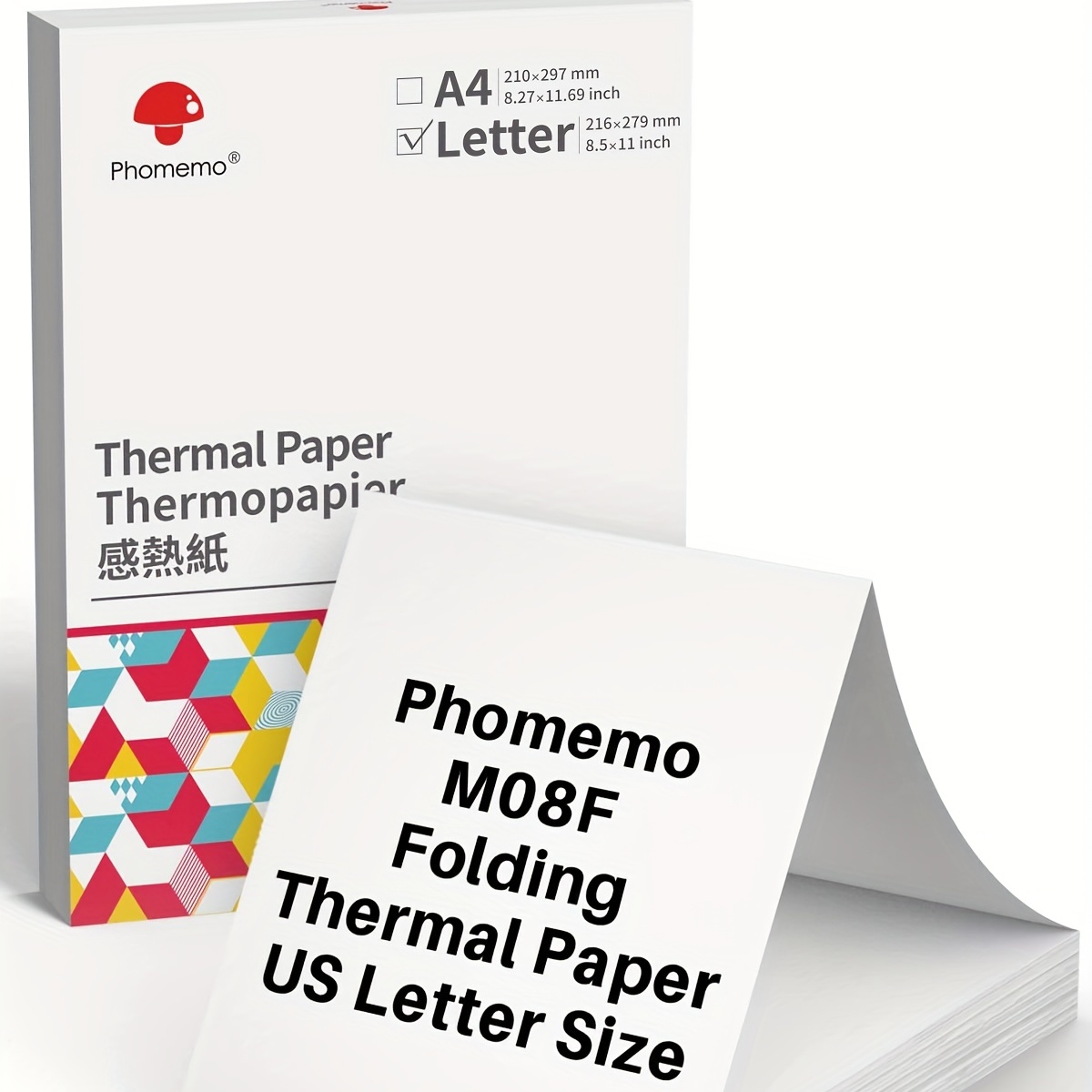 Phomemo M832 - 100 hojas de papel térmico portátil para impresora A4,  rollos de papel térmico plegables, impresión térmica avanzada, papel  térmico