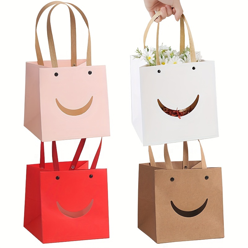  Bolsas de regalo con asas, bolsa de papel kraft con patrón de  mármol, diseño de ventana transparente, bolsa de papel para fiesta, bolsas  de regalo de papel, bolsas de compras, bolsas