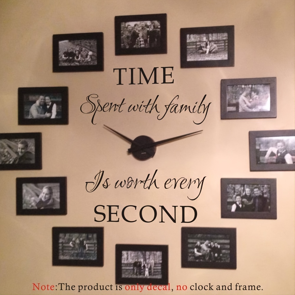 

1pc Inspirational Family Quote Wall Decal - "time Is Second" - Self-adhesive Pvc Sticker For Bedroom Or Study Room Decor, Contemporary Style, Black & , Wall Stickers For Bedroom