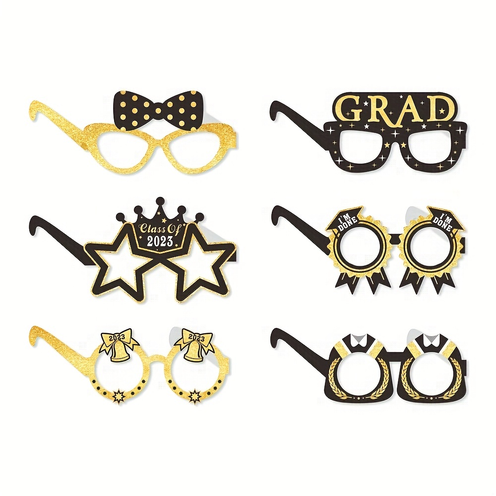 Gafas de fiesta de graduación 2023, 18 lentes de papel con purpurina para  cabina de fotos, accesorios para clase de 2023, máscaras de fiesta de