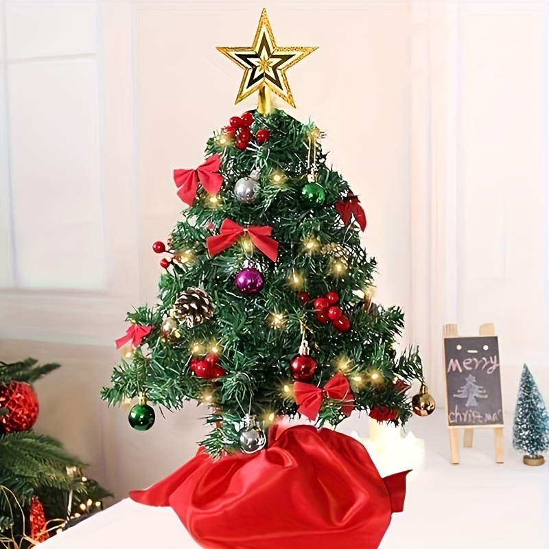 

Christmas Tree Set, Table Top Artificial Christmas Trees With Lights, Tree Topper, Ornaments And Red Berries, Best Christmas Decorations