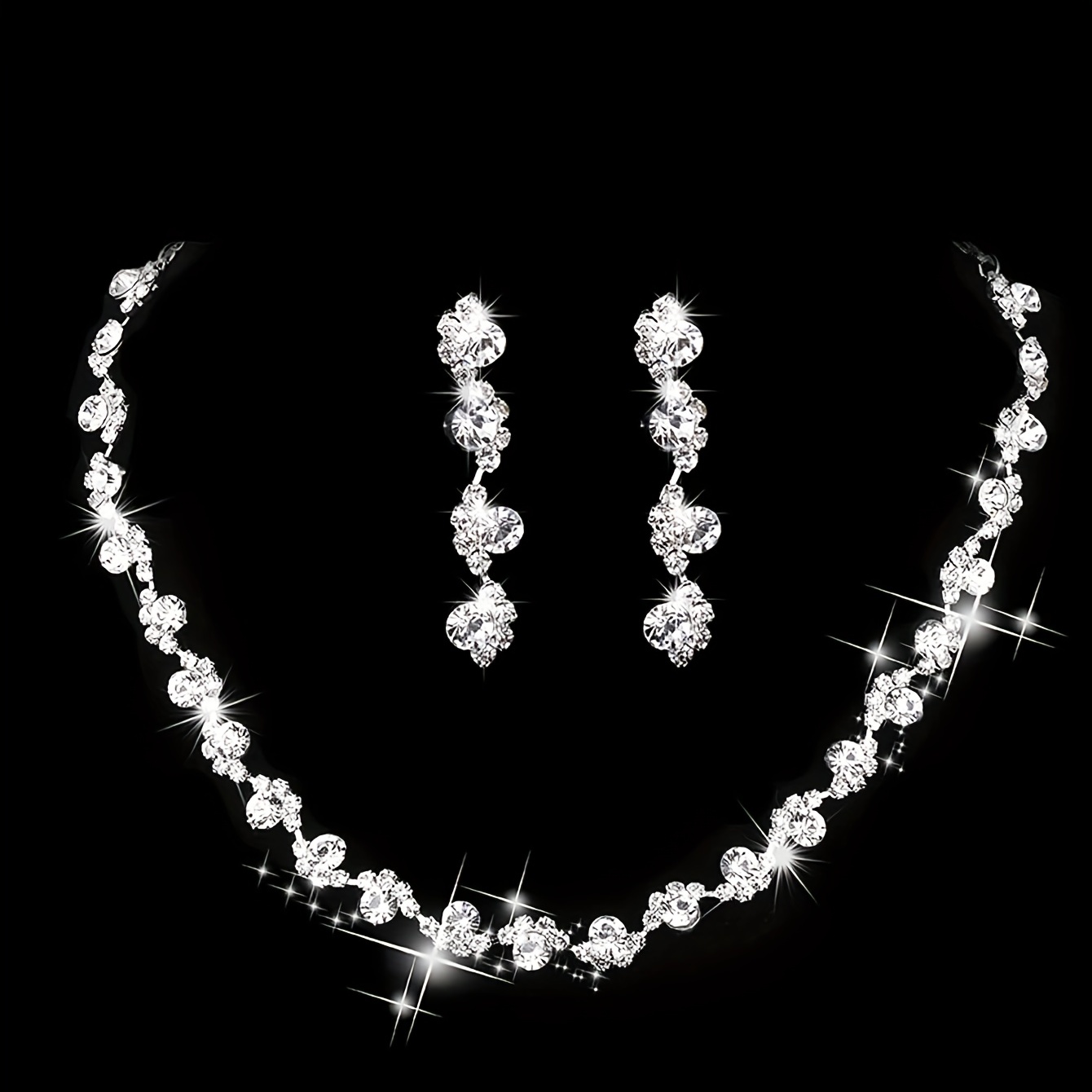 

Women's Glitter Luxury Crystal Necklace & Earring Jewelry Set Crystal Bridal Wedding Jewelry Party Birthday Gift