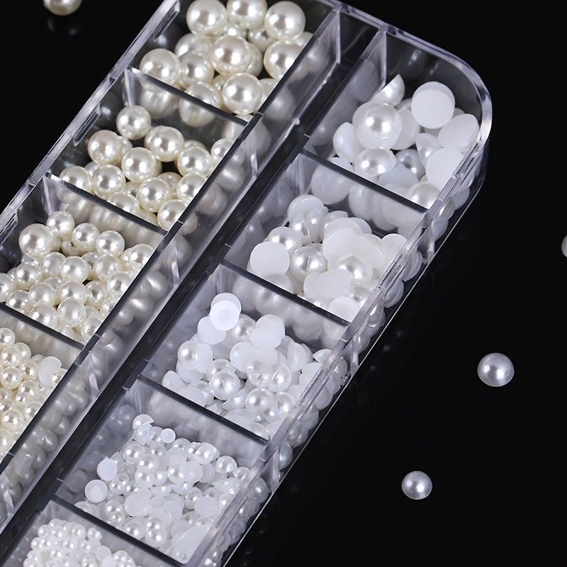 2 cajas de perlas para arte de uñas, perlas de espalda plana, cuentas de  caviar doradas y plateadas, abalorios de metal de acero 3D, perlas