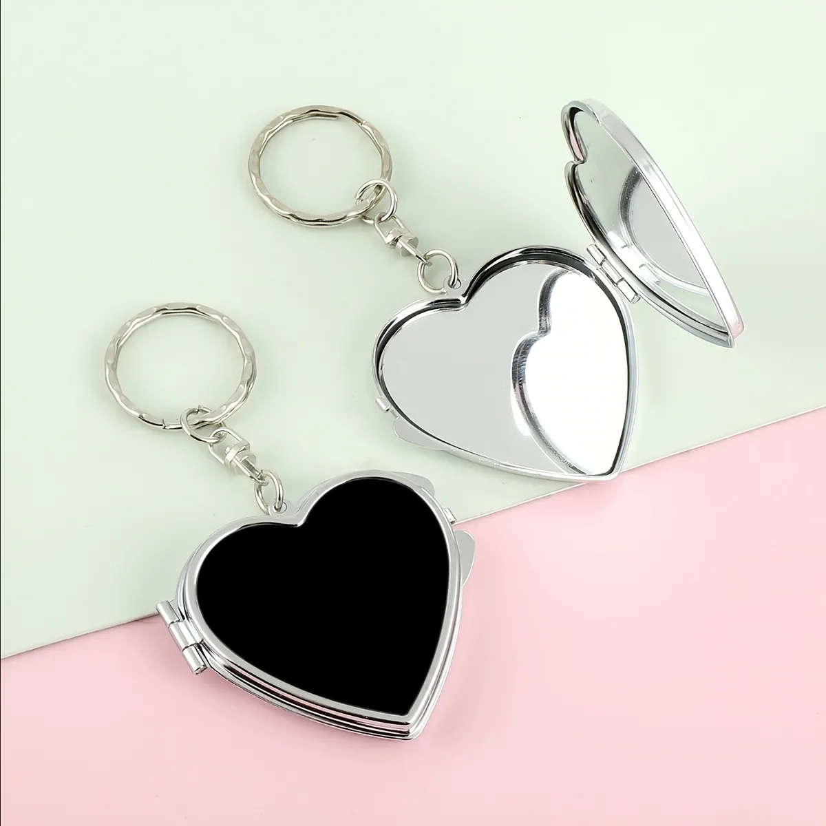 Love Key Chain Heart Shaped Compact Travel Pocket Mirror Compact Makeup Mirror  Keychain For Women - Beauty & Health - Temu