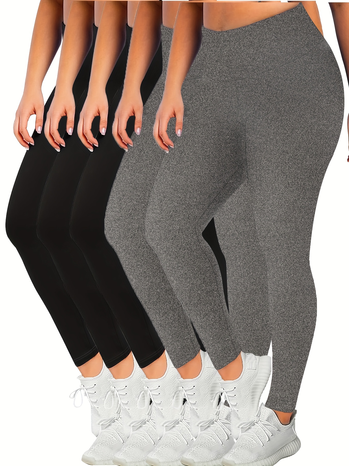 Plus Size Sports Pants Set Women's Plus Solid Wide Waistband - Temu