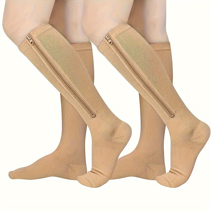 2 Pairs Copper Compression Socks 15-20mmHg Knee High for Women & Men