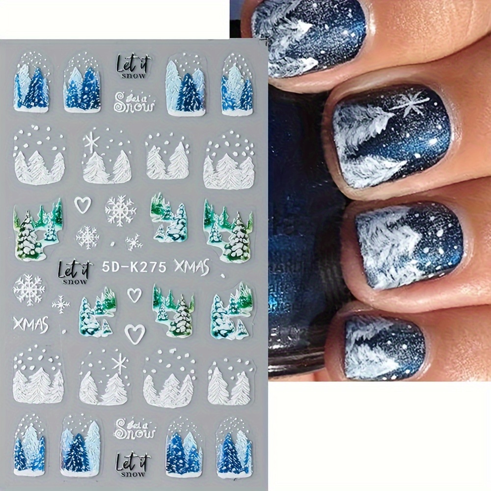 5d Embossed Christmas Nail Art Stickers,self Adhesive Snowflake Elk Head Design  Nail Art Decals For Diy Or Nail Salons,nail Art Supplies For Women And  Girls - Temu