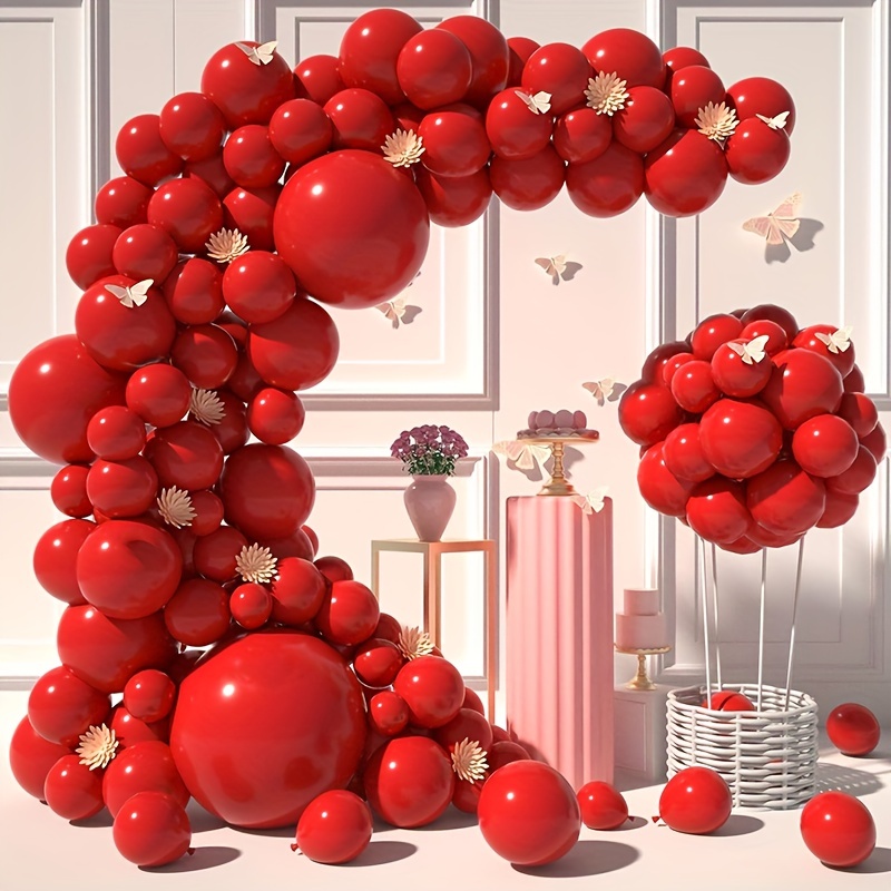 Kit de arco de guirnalda de globos rojos y blancos, 122 globos blancos y  rojos, globos rojos y blancos para mujeres, cumpleaños, boda, baby shower