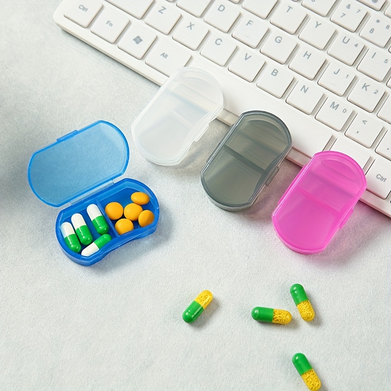  Caja organizadora de píldoras de medicina diaria de 2 piezas, caja  de almacenamiento de medicamentos, organizador de pastillas semanal pequeño  para accesorios de bolso, organizador de píldoras de 7 : Salud