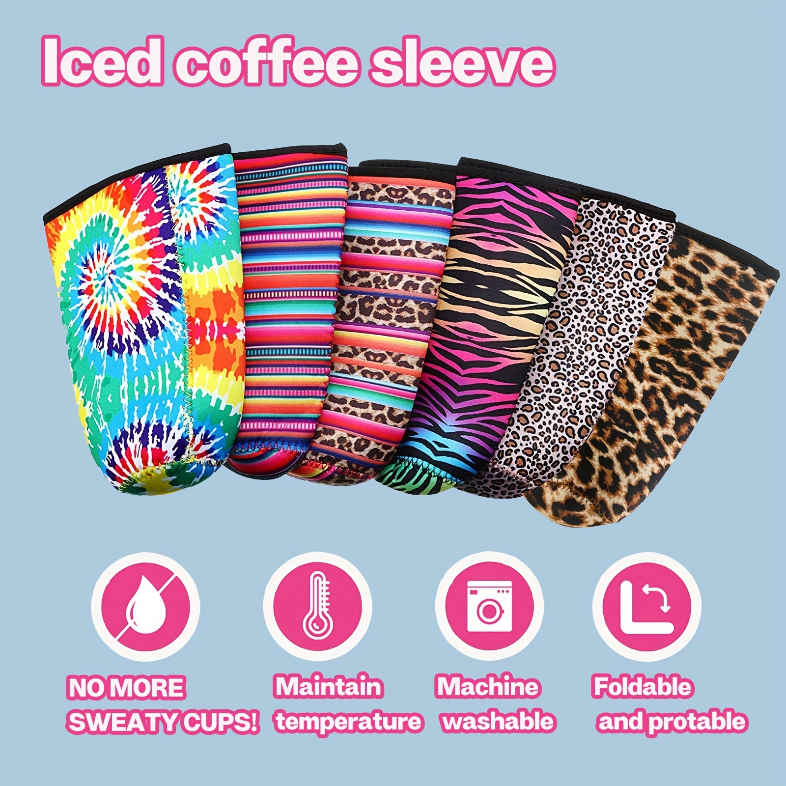 Abstract Art Animal Butterfly Reusable Iced Coffee Cup Sleeve with Handle  Neoprene Ice Insulator Coffee Cup Sleeve Drink Holde Large 30-32 oz for Coffee  Cups Beverages Water Bottle - Yahoo Shopping
