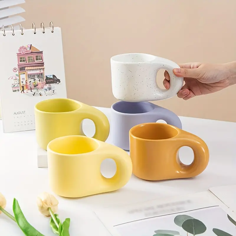 Ceramic Coffee Mug With Fat Handle Dishwasher And Microwave - Temu
