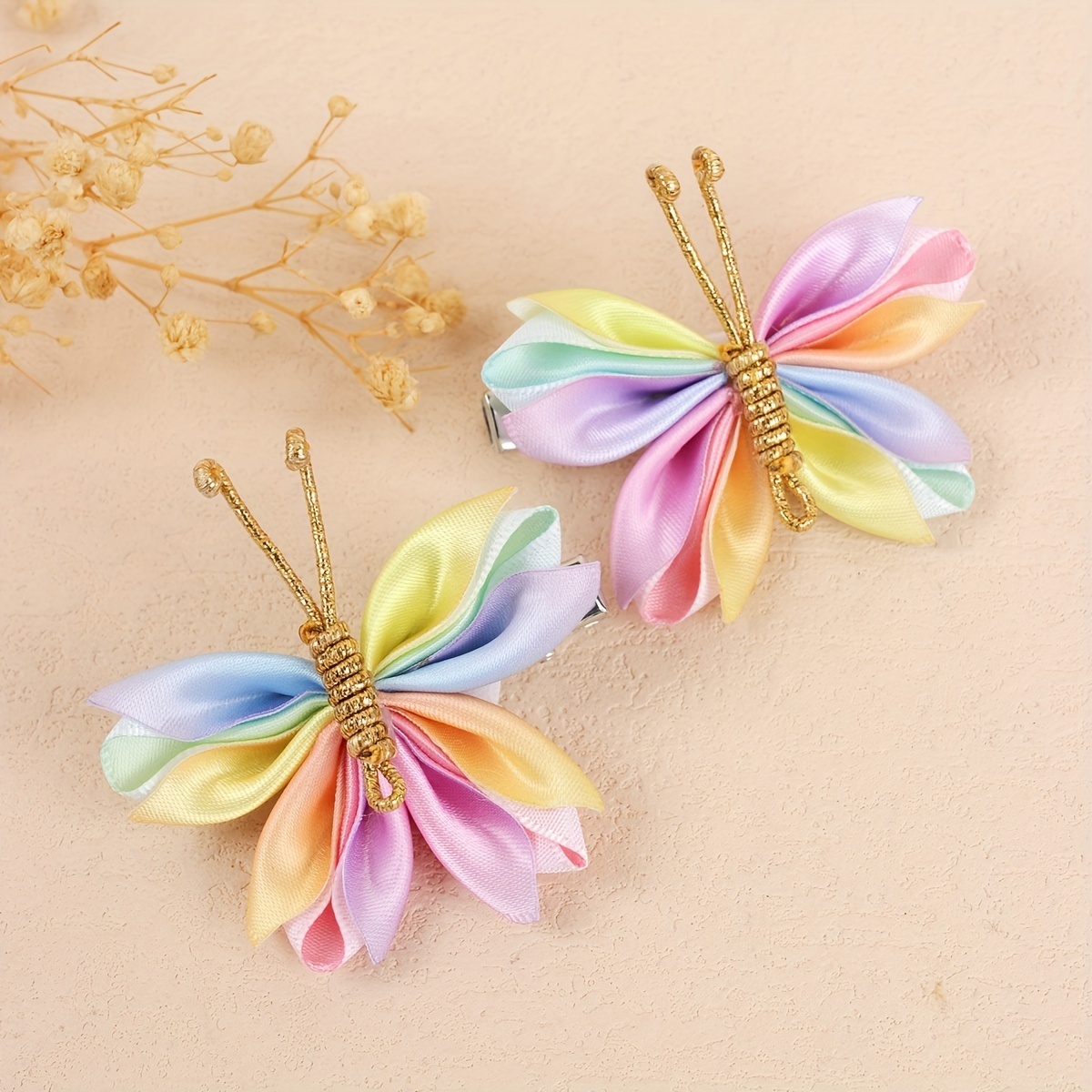 

2pcs Cute Cartoon Colorful Butterfly Hair Clips Decorative Hair Accessories Holiday Gift For Baby Girls