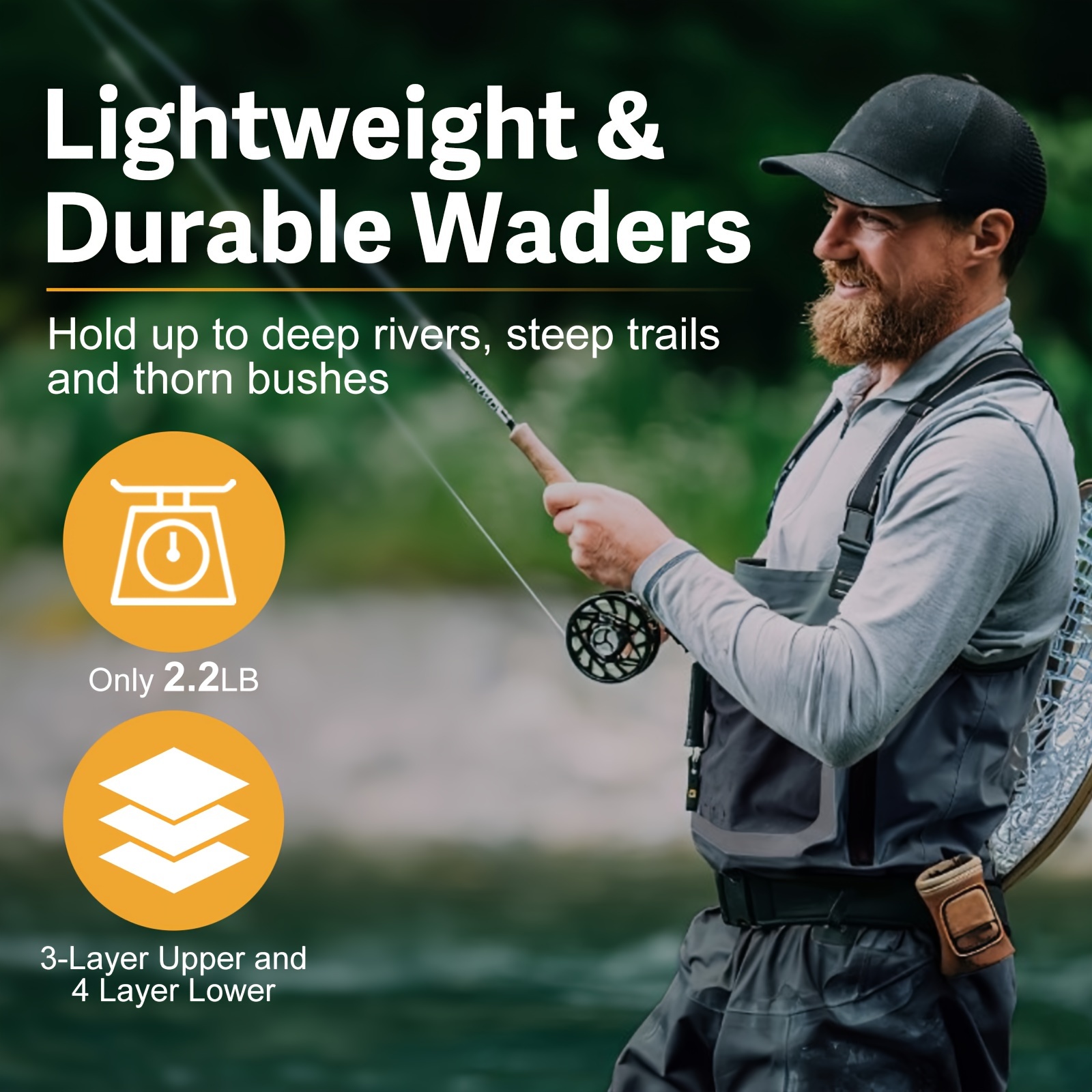 Fly Fishing Waders for Women with Boots and Double-Knee-Pads, High