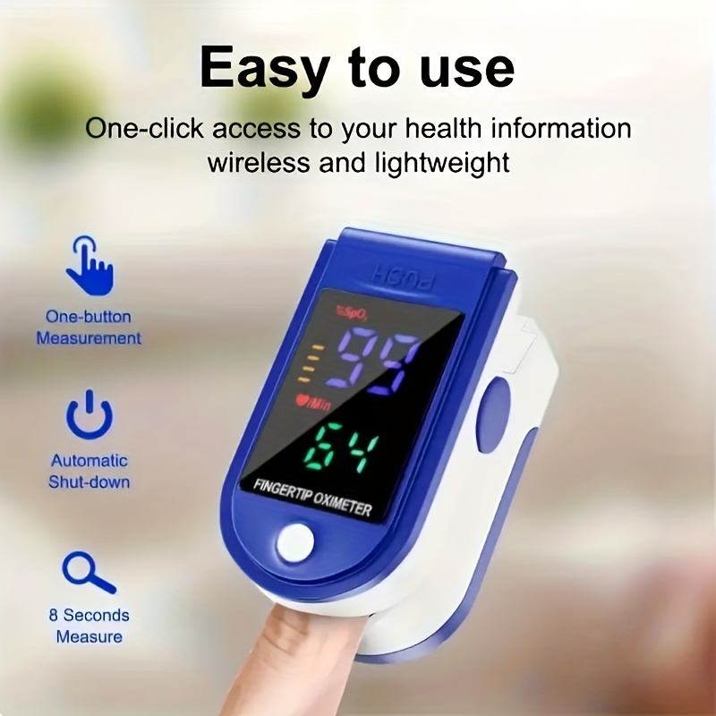Oxímetro de pulso en la punta de los dedos, monitor de saturación de  oxígeno en sangre, pulso buey, frecuencia cardíaca y lectura rápida Spo2  medidor