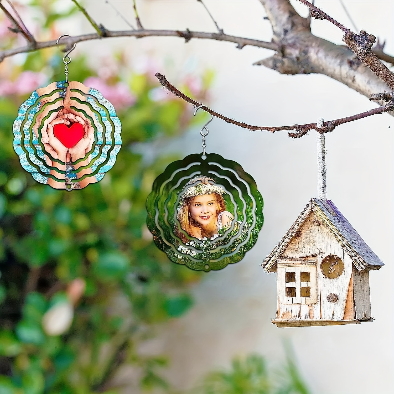 4PCS Sublimation Wind Spinner Blanks Hanging Ornaments Wind Powered  Sculpture For Yards Gardens Decoration 