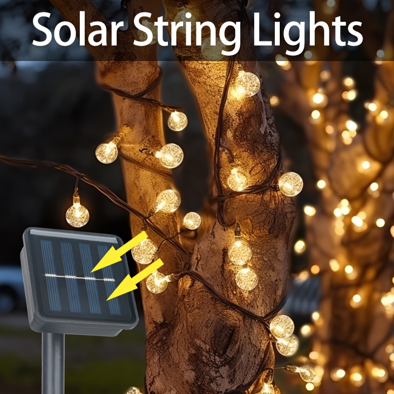 1pack 20/100/200 LED Crystal Globe Solar String Lights, Solar Outdoor Lights, With 8 Lighting Modes, Halloween Decorations Lights Outdoor For Garden Tree Patio Party Christmas Courtyard