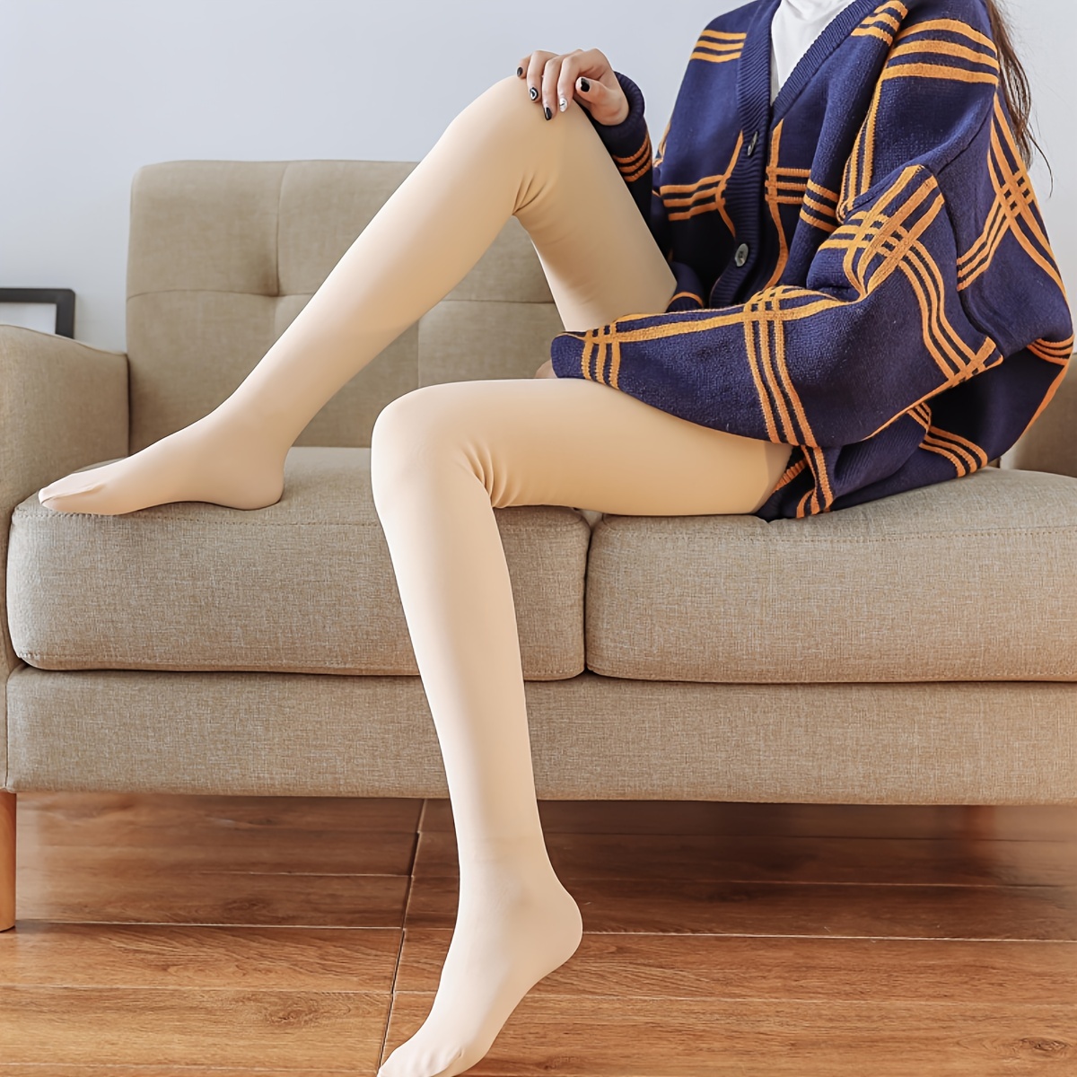 Summedo Women Fleece Lined Tights Control Top High Waist Elastic Pantyhose  Winter Warm Opaque Stretch Thermal Leggings Pants