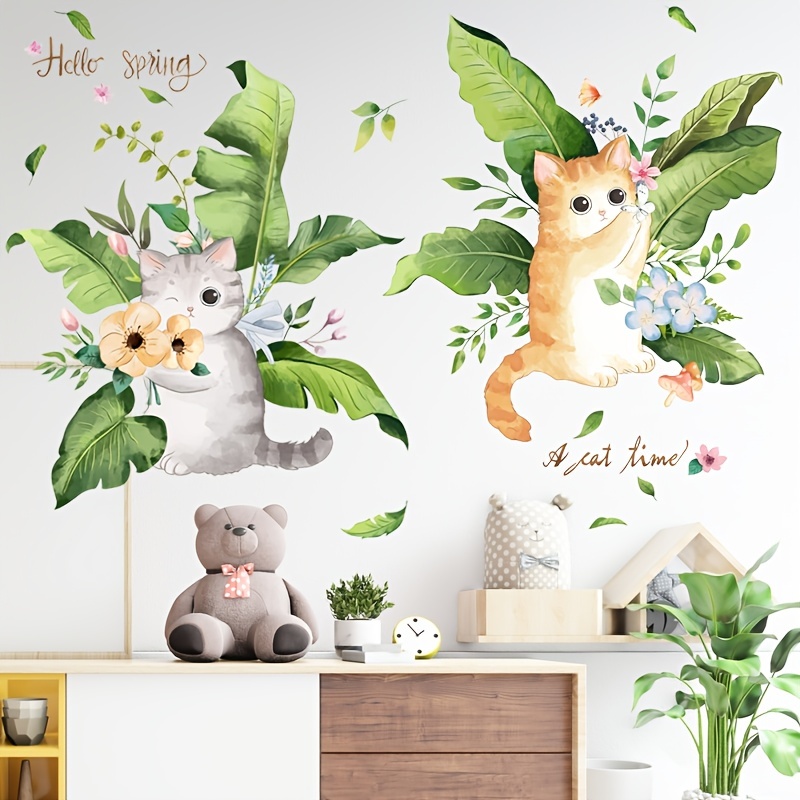 Cat In The Tree Wall Art Mural Cute Removable Peel and Stick PVC