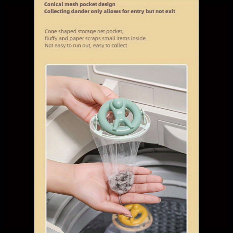 4 Pieces Reusable Washing Machine Lint Catcher Household Washing Machine  Lint Mesh Bag Hair Filter Net Pouch Washer Hair Catcher (Green)