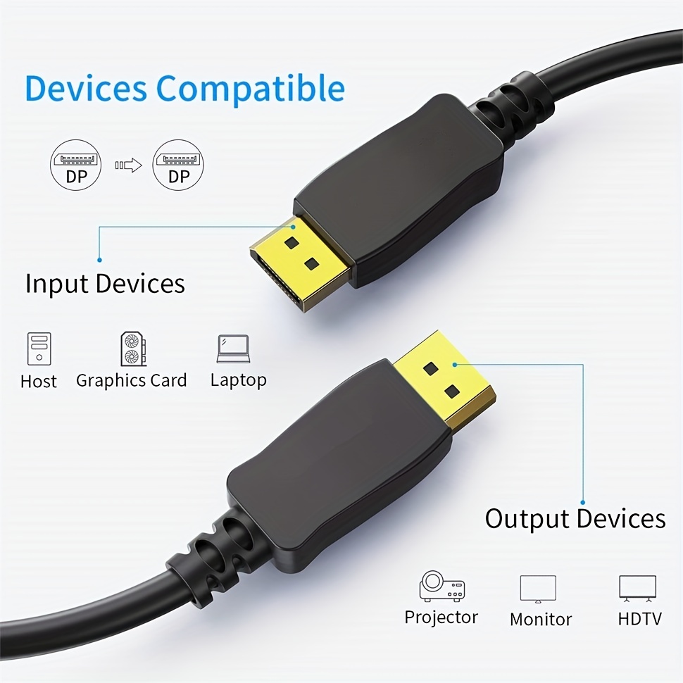 4k Displayport Cable Audio Video Compatible Dp Display Port - Temu