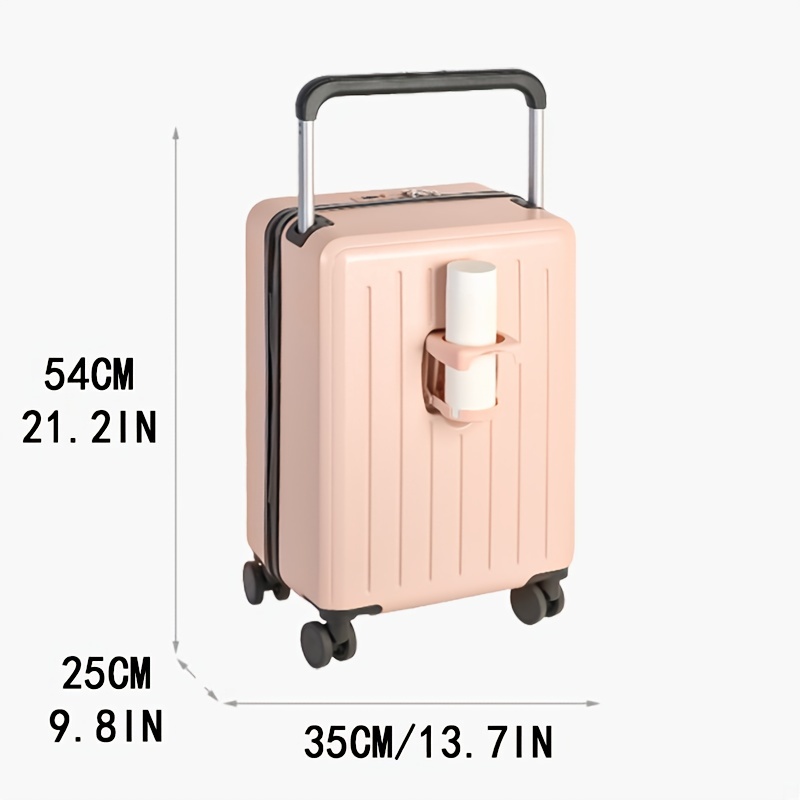 1pc luggage with bottle holder pc abs suitcase spinner wheels hard shell durable luggage non tsa password lock large capacity password lock luggage for boys girls 20 22 24 26in 1