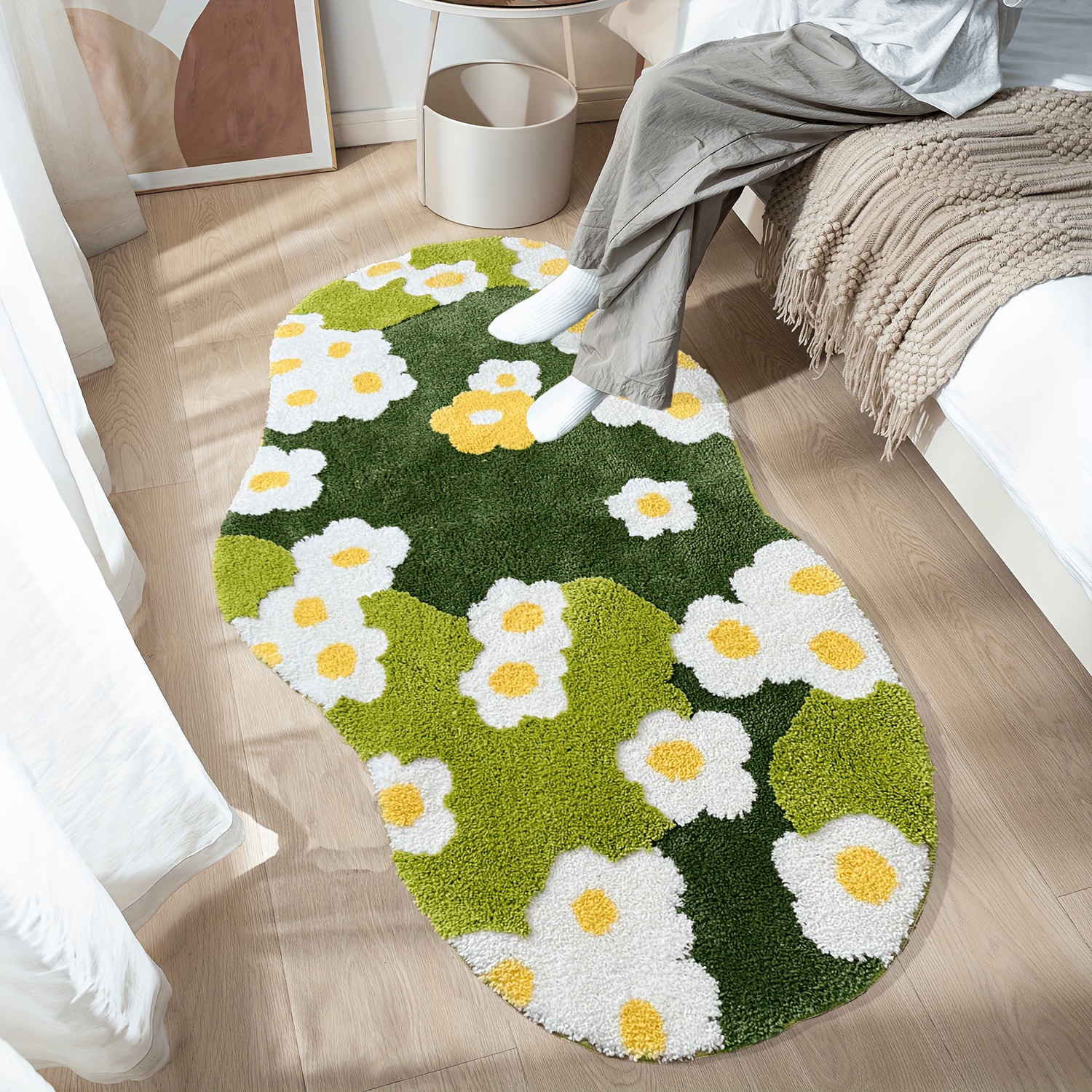 Moss Carpet, 3d Irregular Carpet, Flower Forest Daisy Grass Moss