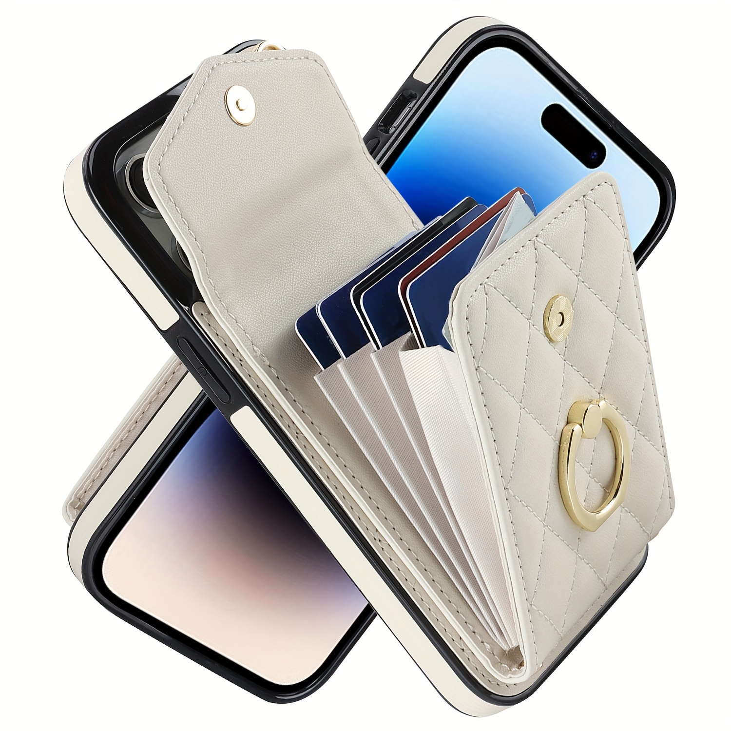 Fashionable Faux Leather Phone Case For Iphone 14 Pro Max & 13 Pro Max -  Shockproof Protection With Card Slots, Holder & Long Lanyard Ring Crossbody  Bag! - Temu Malaysia
