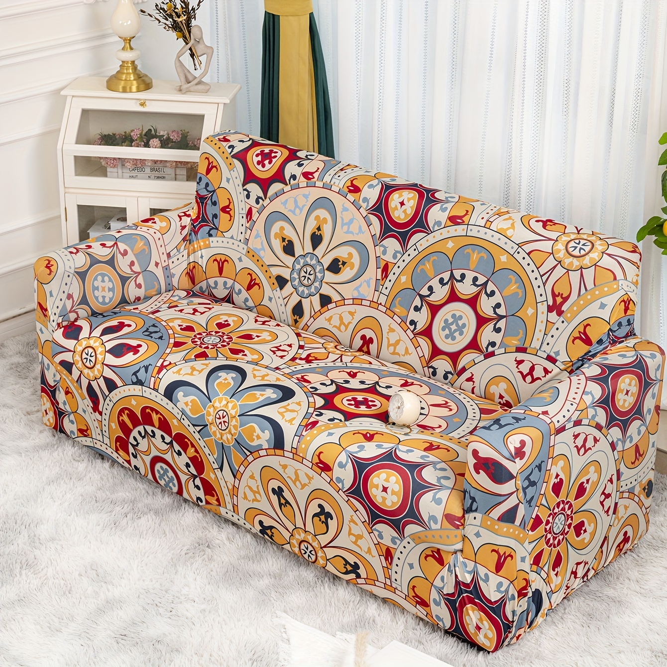 Classic Boho Milk Silk Printed Sofa Slipcover