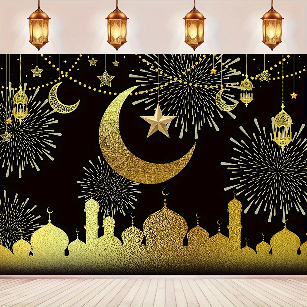 1pc Eid Mubarak Fotografie Hintergrund Vinyl Ramadan Golden - Temu