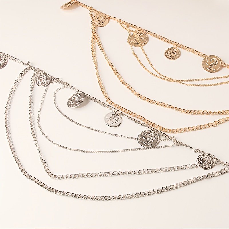 Layered Waist Chain Belt for Women Beach Bikini Denim Dresses