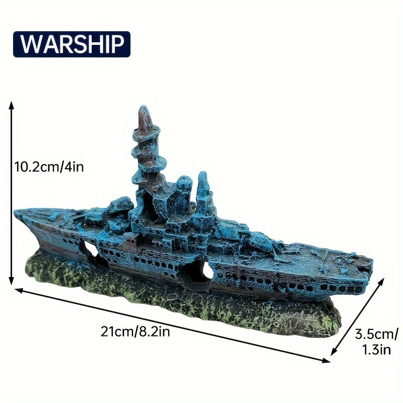 Aquatic Sunken Shipwreck Decor - Realistic Resin Fish & Shrimp Hideaway For Vibrant Aquarium Landscaping