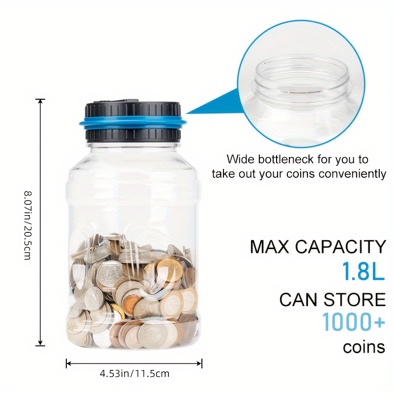Piggy Bank, Coin Counter Coin Bank for Kids Boys Girls Adults,Unbreakable  Plastic Coin Counter Machine Counting Money Jar,Medium Size Money Bank