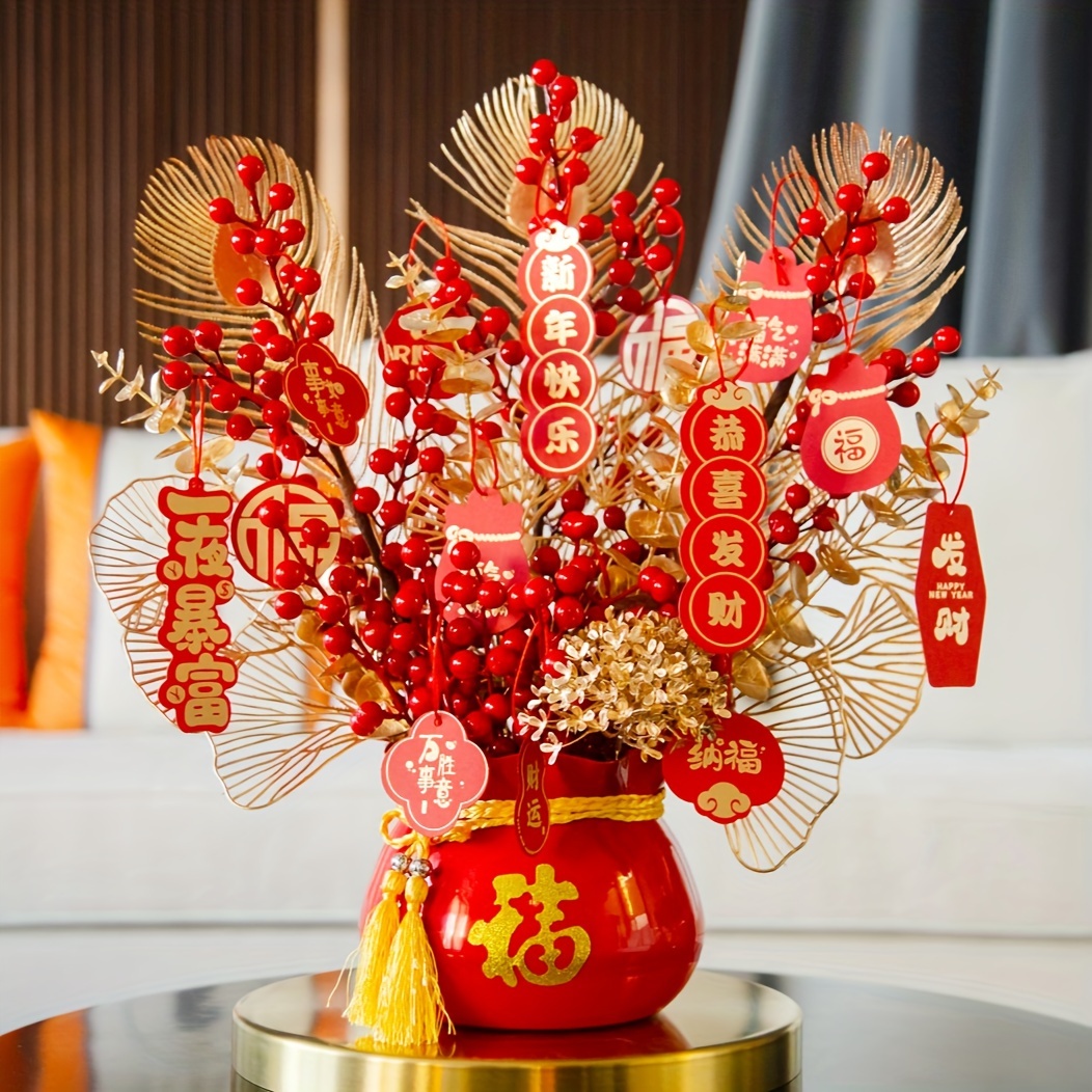 Chinese Flower Basket Spring Festival Ornament New Year - Temu