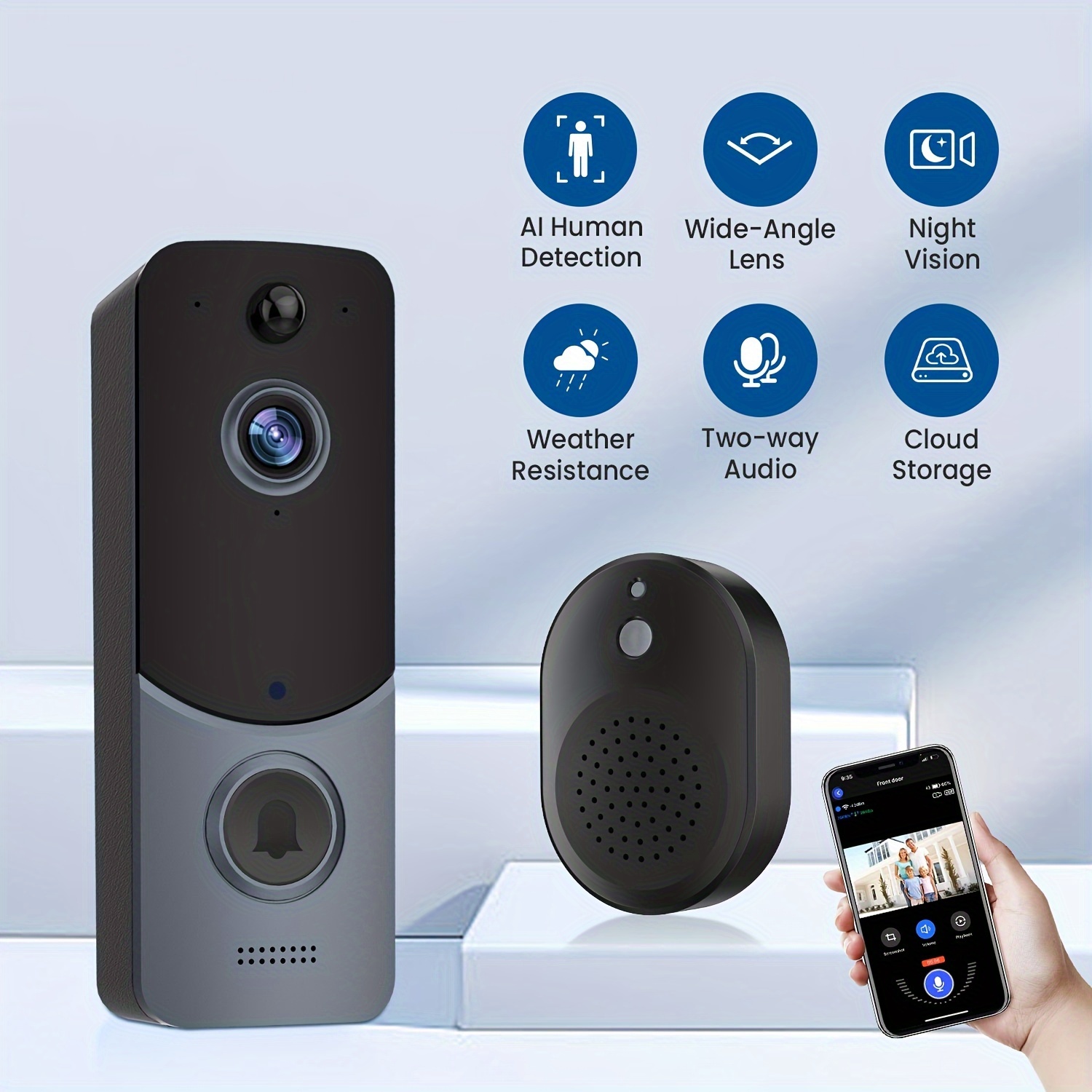 Video Doorbell Camera Wireless Smart Home Security Doorbell - Temu