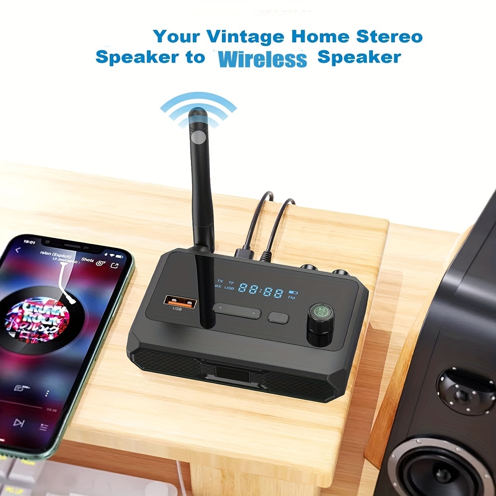 1Mii Receptor de audio Bluetooth 5.0, adaptador de audio inalámbrico para  sistema de transmisión de música estéreo en el hogar con RCA de 0.138 in