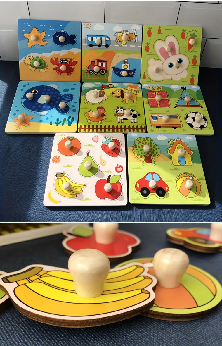 Children's Hand Scratching Board, 3D Puzzle Wooden Toys, Children's Baby Early Education Fruit Cognitive Puzzle Toys, Wooden Hand Scratching Board, As Halloween, Chrismas Gift