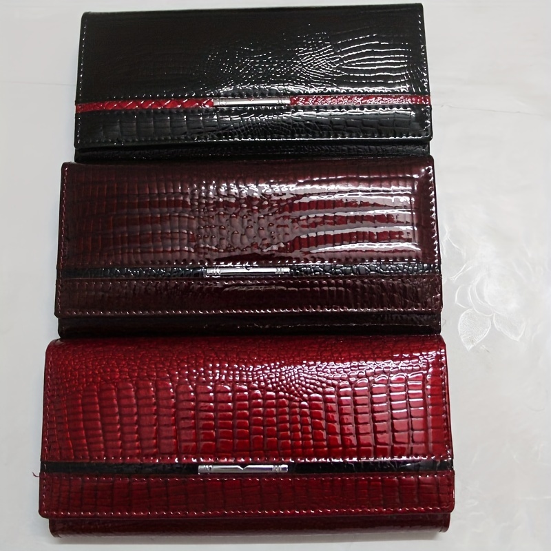 

Luxury Crocodile Pattern Wallet, Genuine Credit Card Holder, Women' Coin Purse