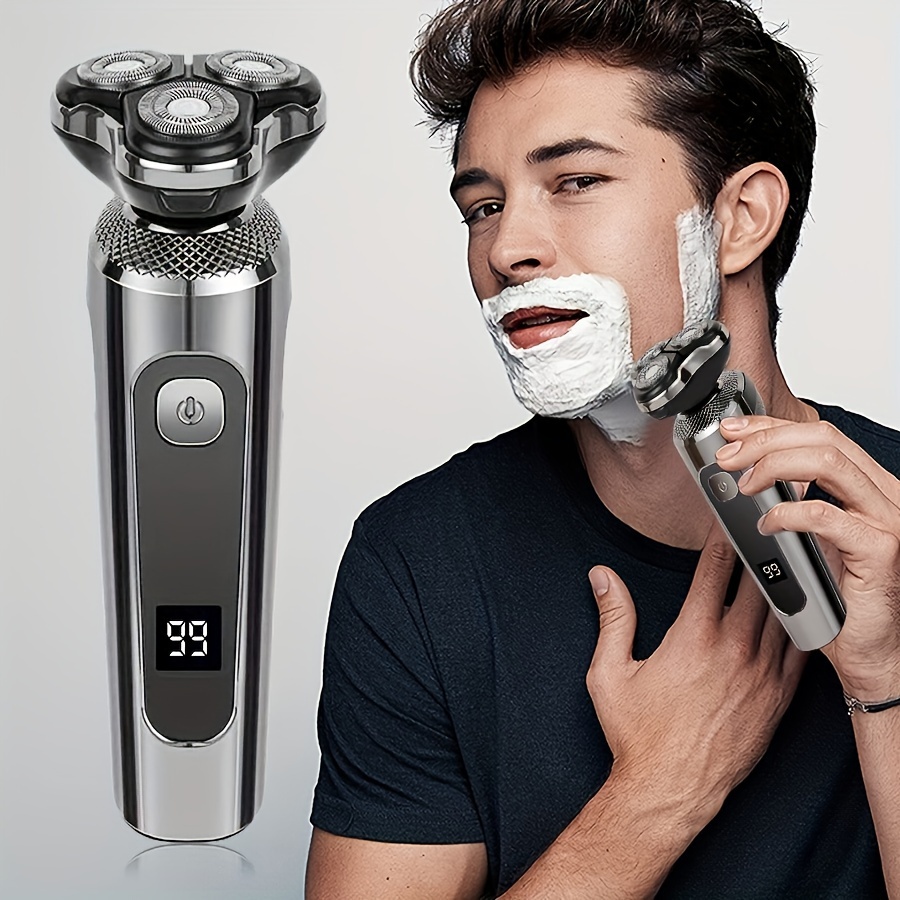 Maquinilla de afeitar eléctrica para hombres, afeitadora eléctrica  inalámbrica recargable 3D rotativa para hombres, afeitadora húmeda y seca