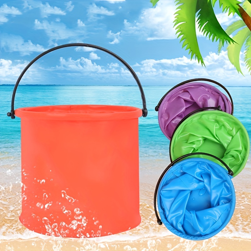 Portable Foldable Bucket Sand Bucket Beach Water Bath Silicone Bucket For  Kids Children Toys Holiday Gift