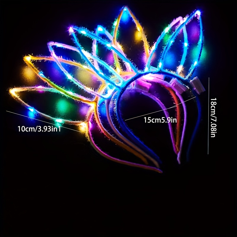 Light Up Headbands LED Bunny Ears Head bands Luminous Headdress Party Hair  Accessories for Women and Girls (2pcs)