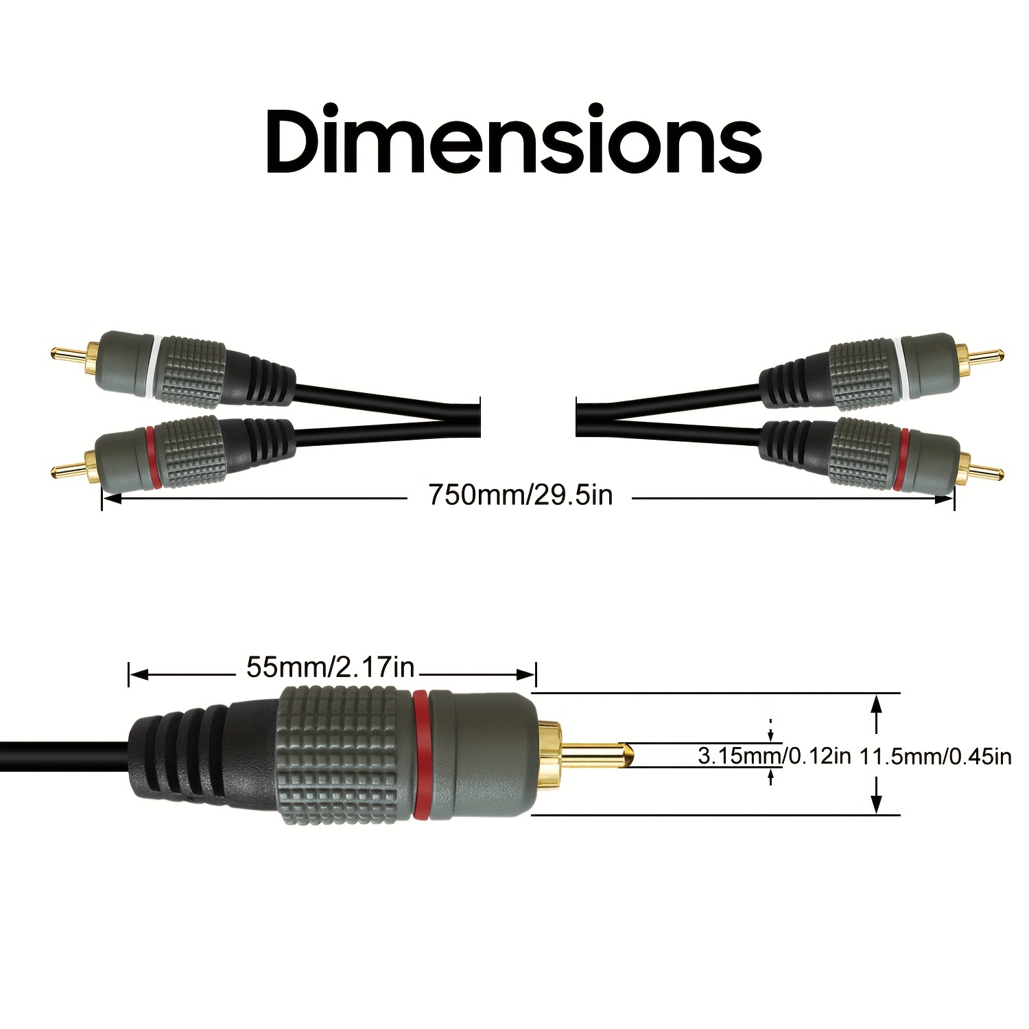 Cable Audio Estéreo Macho Macho 2rca Cable Subwoofer Cable - Temu