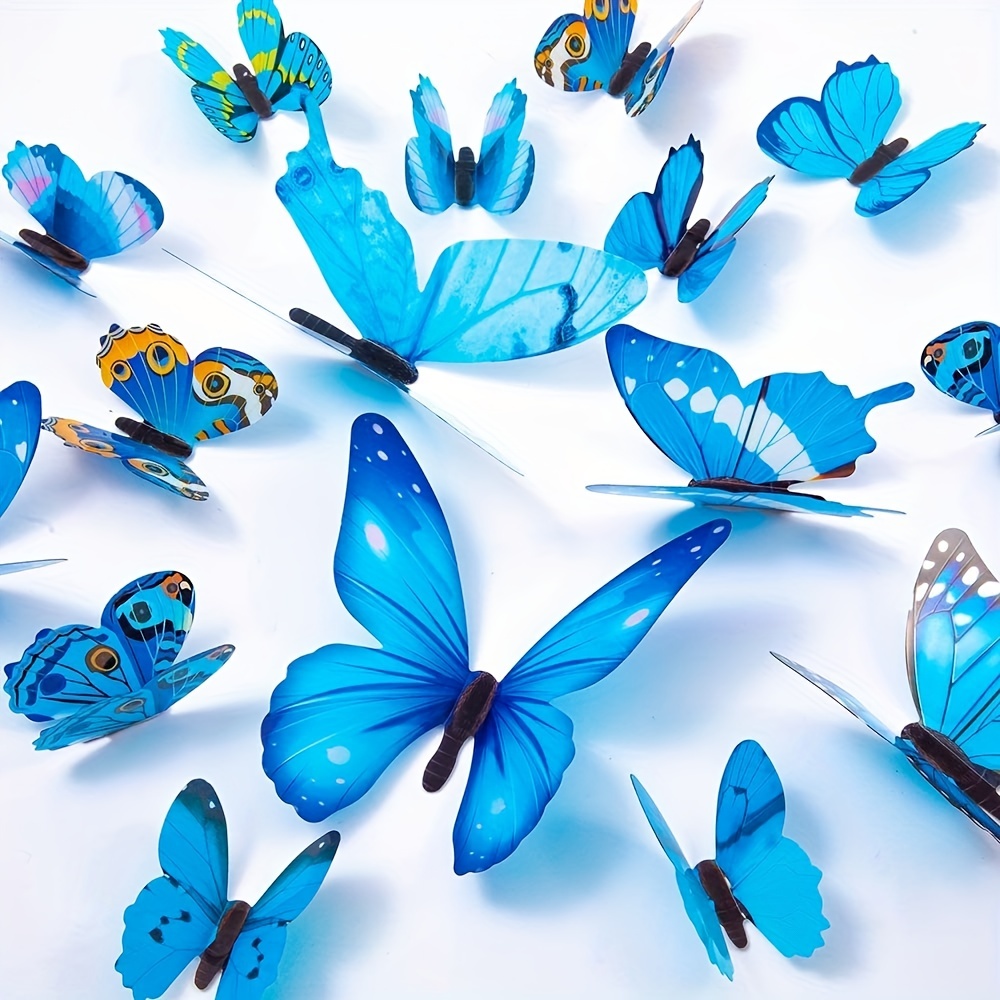 Élégant ensemble d'autocollants muraux papillon 3D 12/24 améliore la  décorat