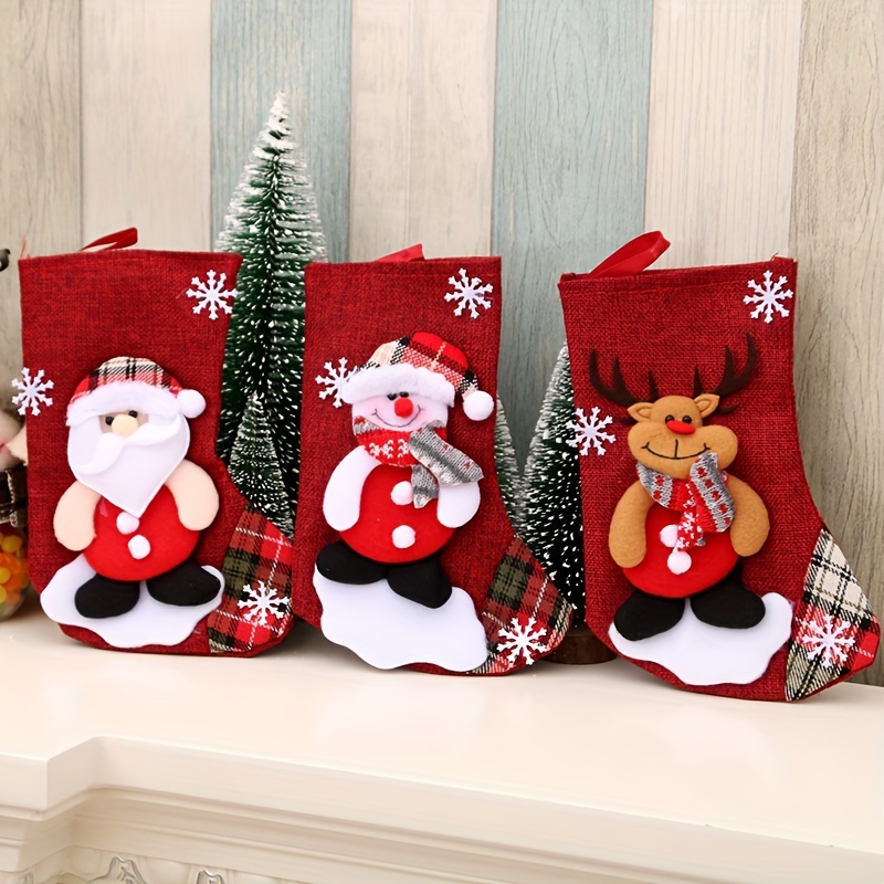 Lzobxe Christmas Stockings Christmas Stand Up Bag Plastic Bag Decoration Ziplock Bag Food Packaging Bag Party Decor, Size: One size, Red