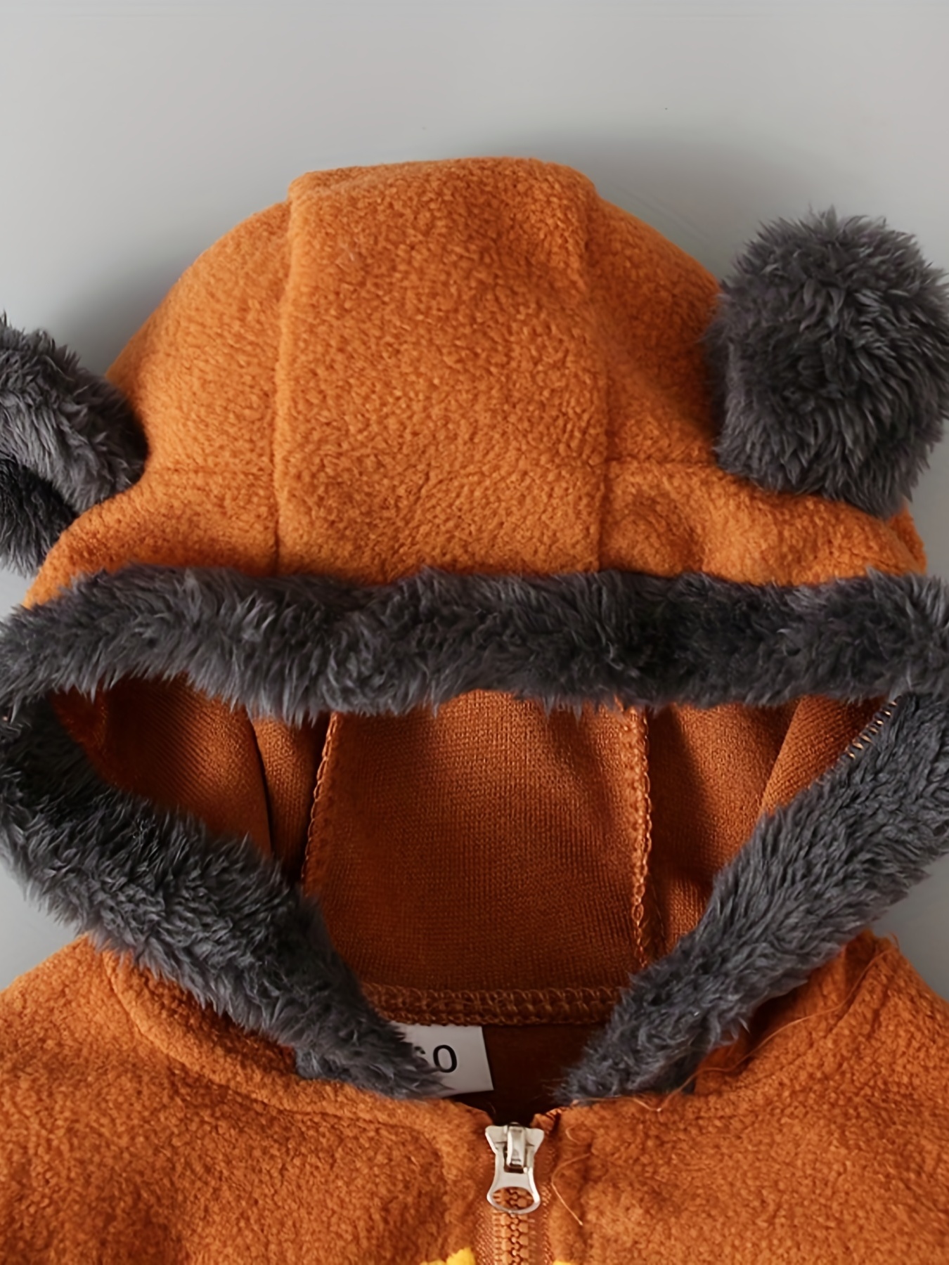 baby boys long sleeve cute bear shape zipper hooded jumpsuit kids winter fall warm outwear pj clothes details 11