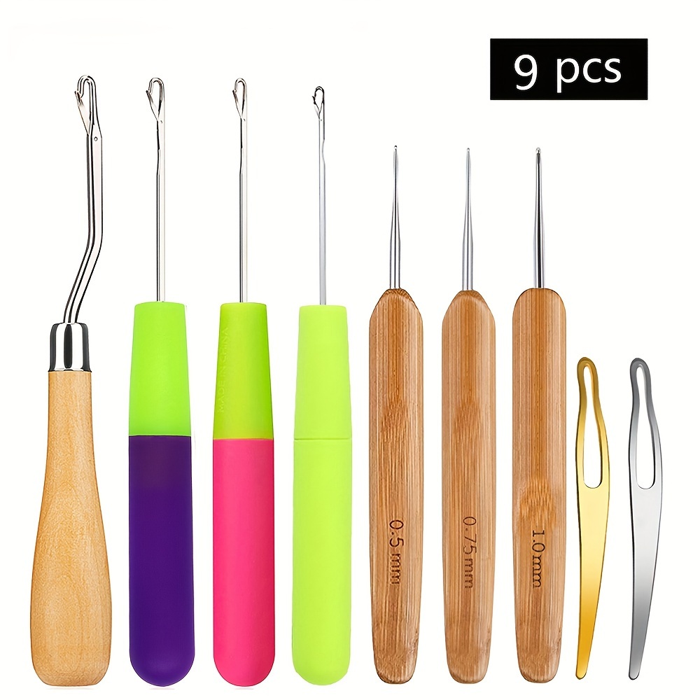 Hair Crochet Hook For Braids 9pcs Tool Set For Dreadlock Braiding