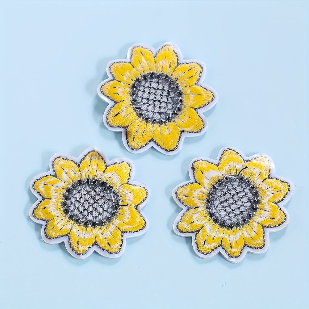 Flower Sew Iron On Patches Sunflower Fabric Patches Stickers - Temu