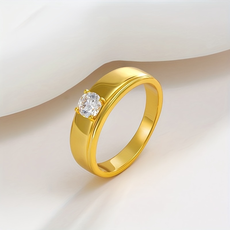 Cl sico 24K Chapado En Oro Redondo Brillante Corte Cubic Zirconia