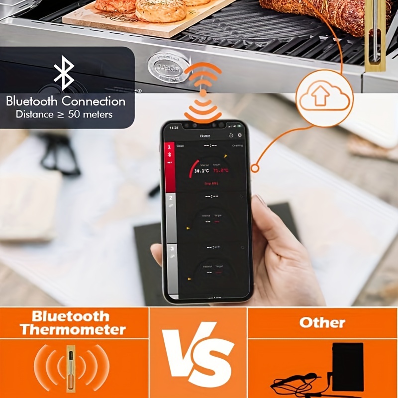 Wireless Meat Thermometer, 165ft Bluetooth Smart Meat Thermometer, Upgraded  Meat Thermometer for Oven/Grill/Kitchen/BBQ/Smoker/Smart Digital
