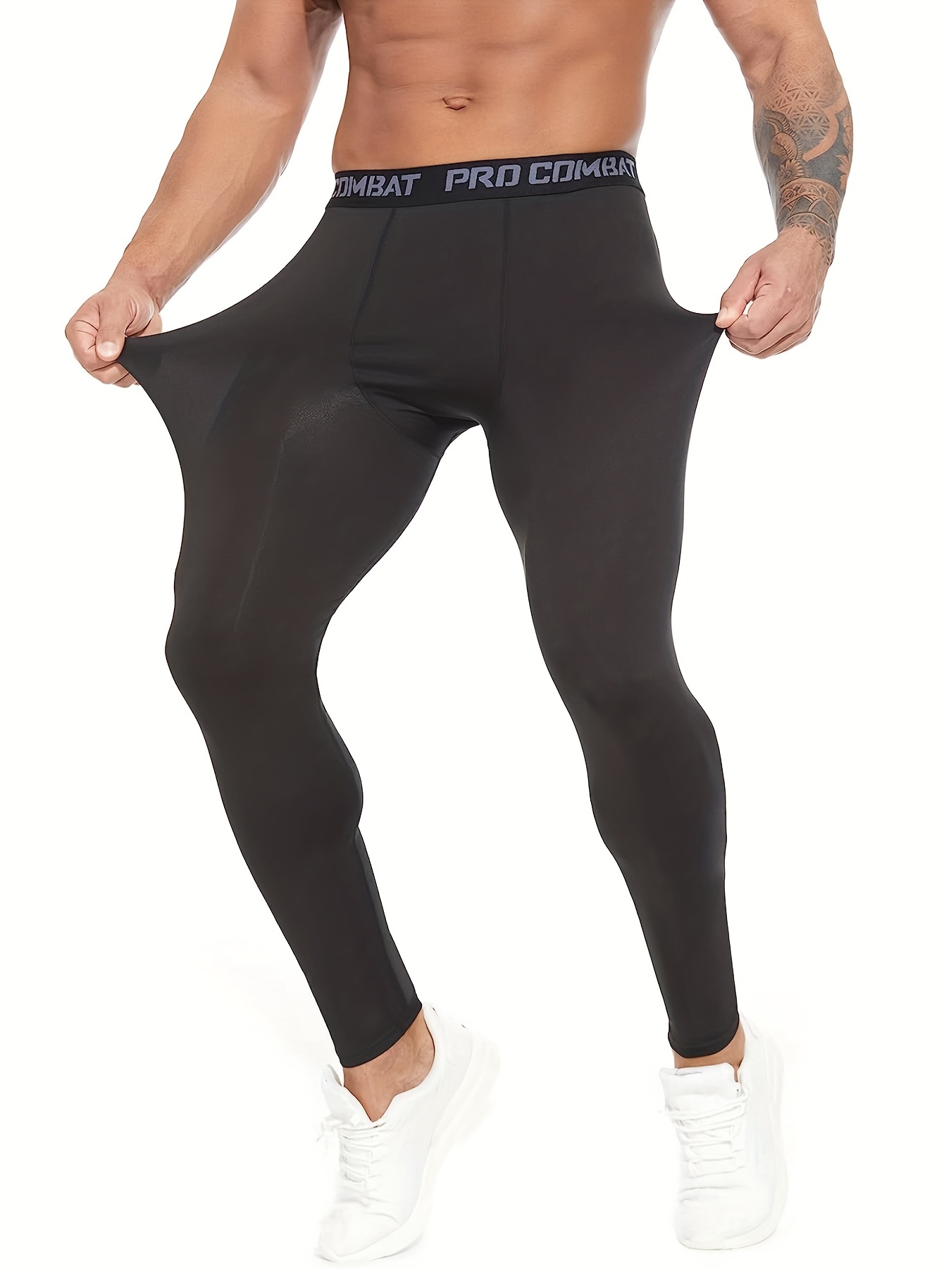 Men's Fit Sports Leggings Crotchless Active High Stretch - Temu